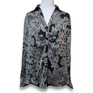 Spense Button Up Paisley Print Blouse